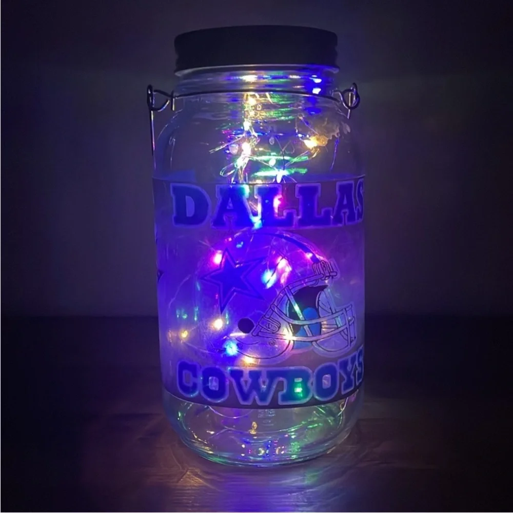 Dallas Cowboys Glass Light-Up Mason Jar